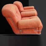 Coppia di poltrone vintage italiane anni ’70 in tessuto con struttura in acciaio
