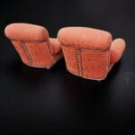 Coppia di poltrone vintage italiane anni ’70 in tessuto con struttura in acciaio