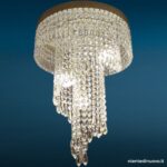 40942 Lampadario a cascata spirale cristalli 3 luci E14