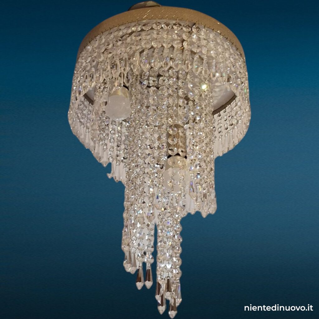 Lampadario a cascata spirale cristalli 3 luci E14