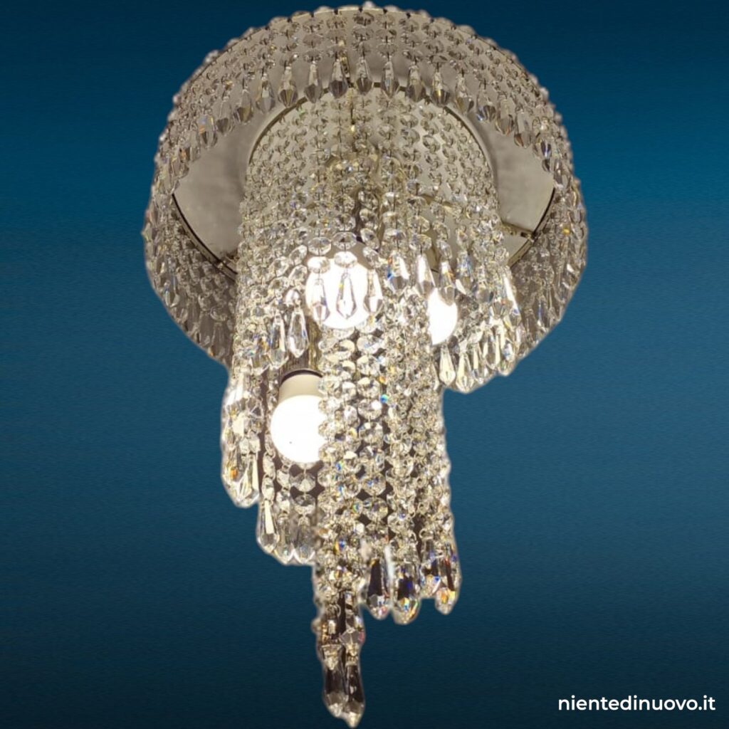 Lampadario a cascata spirale cristalli 3 luci E14