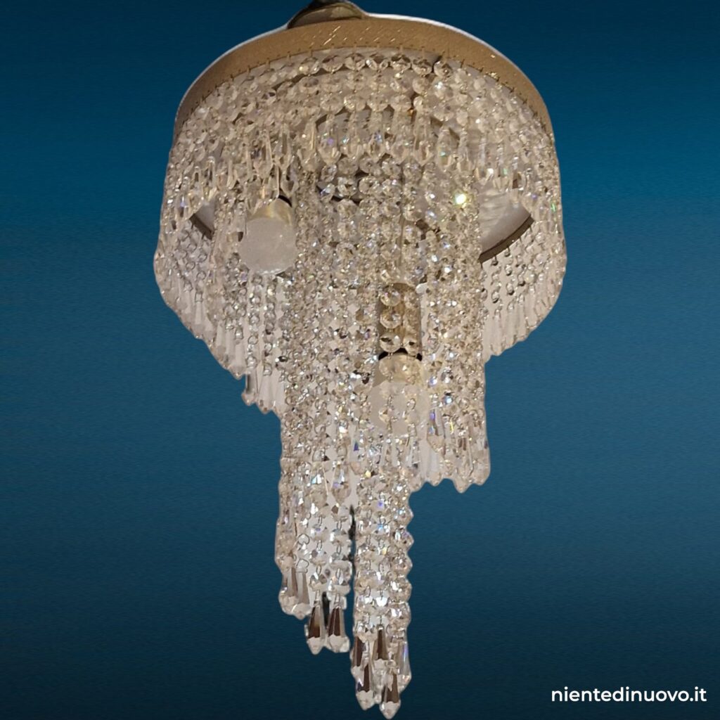 Lampadario a cascata spirale cristalli 3 luci E14
