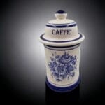 40964.jpg Vaso in ceramica bianco e blu con coperchio - vintage