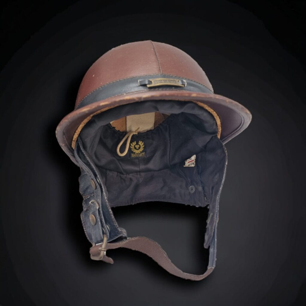Casco Belstaff originale anni 80 in pelle vintage, in ottime condizioni