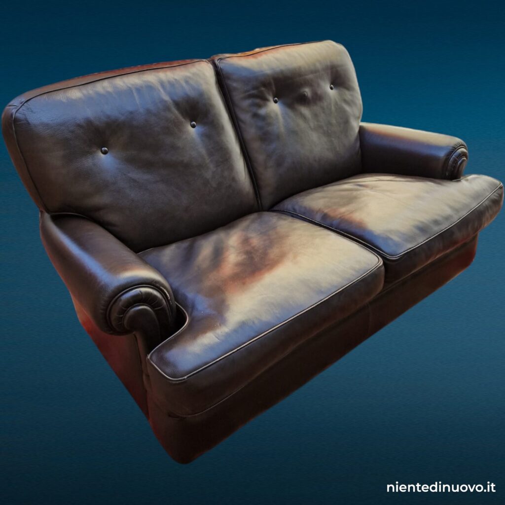 Divano in pelle due posti testa di moro