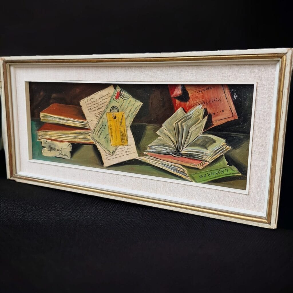 Grazioso quadro dipinto a olio firmato W. Martuzzi, formato 40x15