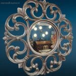 Specchiera Tonda Silver Legno scolpito argento