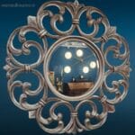Specchiera Tonda Silver Legno scolpito argento