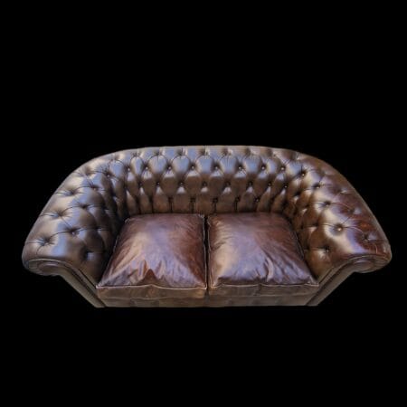 Divano Chesterfield due posti in pelle marrone