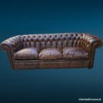 41075 Divano Chesterfield tre posti in pelle marrone