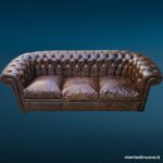 41075_1 Divano Chesterfield tre posti in pelle marrone