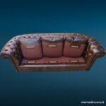 41075_6 Divano Chesterfield tre posti in pelle marrone