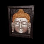 41107_2.jpg Pannello Buddha in vetroresina dipinto in oro e argento