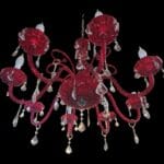 04602_1.jpg Lampadario in vetro rosso a 8 braccia con pastorali e pendagli sfaccettati