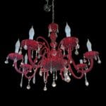 04602_4.jpg Lampadario in vetro rosso a 8 braccia con pastorali e pendagli sfaccettati
