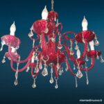 04602_5 Lampadario in vetro rosso a 8 braccia