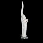 04631_8 Gatto in vetro bianco stilizzato realizzato a mano