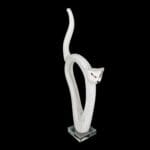 04631_9 Gatto in vetro bianco stilizzato realizzato a mano