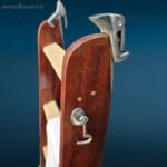 Scaletta in legno da motoscafo ripiegabile con spine in rame e gancio in acciaio inox