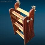 Scaletta in legno da motoscafo ripiegabile con spine in rame e gancio in acciaio inox