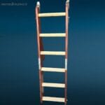 Scaletta in legno da motoscafo ripiegabile con spine in rame e gancio in acciaio inox