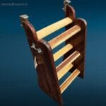 Scaletta in legno da motoscafo ripiegabile con spine in rame e gancio in acciaio inox