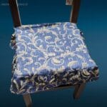 Set di 8 fodere per cuscino damascato blu e oro con balza