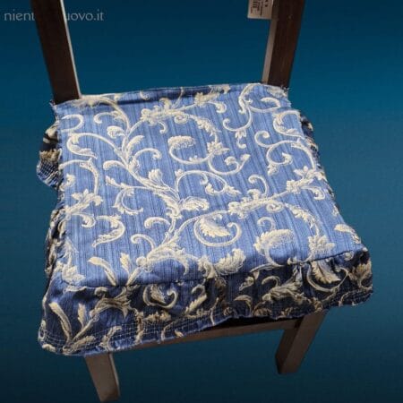 Set di 8 fodere per cuscino damascato blu e oro con balza