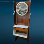 04648_6.jpg Attaccapanni Vintage Carlo De Carli con specchio, in legno di palissandro, con cassetto portaoggetti e dettagli bianchi.