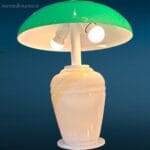 Lampada vintage in vetro con paralume in vetro di Murano verde ministeriale