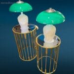 Lampada vintage in vetro con paralume in vetro di Murano verde ministeriale