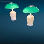 Lampada vintage in vetro con paralume in vetro di Murano verde ministeriale