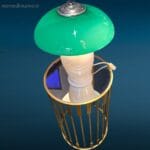 Lampada vintage in vetro con paralume in vetro di Murano verde ministeriale
