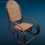 41157_1.jpg Vecchio dondolo stile Thonet in bambù con seduta e schienale in paglia di Vienna