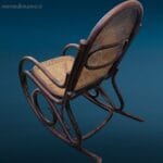 41157_6.jpg Vecchio dondolo stile Thonet in bambù con seduta e schienale in paglia di Vienna