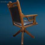 41200_4.jpg Poltrona da scrivania anni 30 in legno massello con meccanismo di regolazione in metallo.