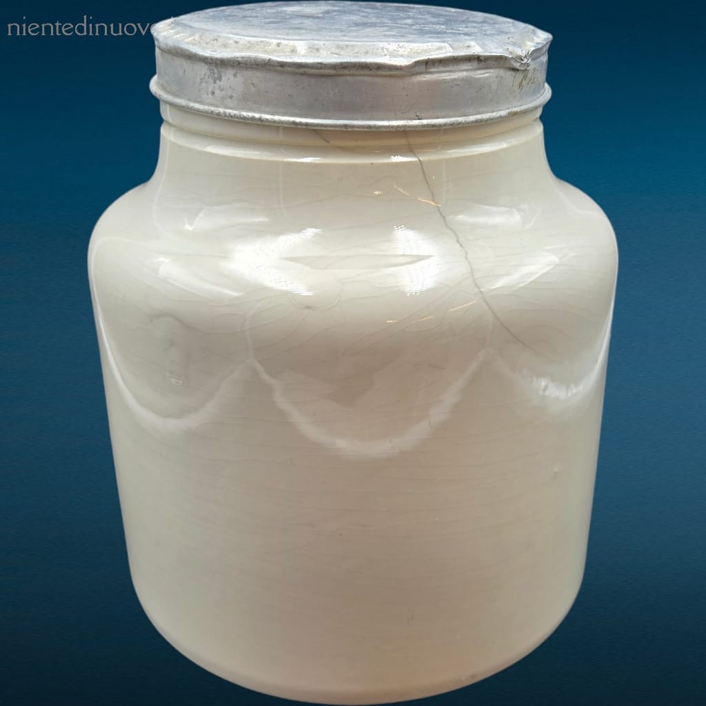 41215.jpg Vaso in ceramica Liebig con coperchio in alluminio e marchio sul fondo
