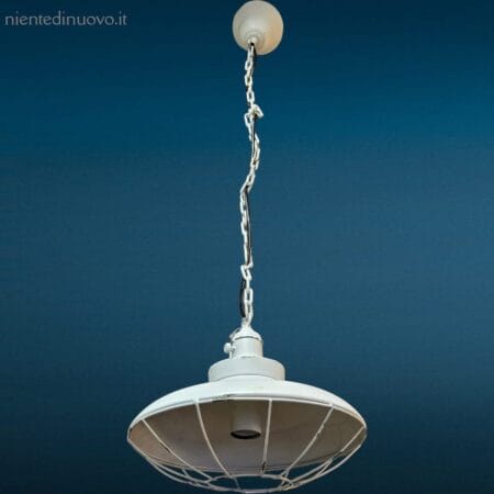 Lampadario in metallo bianco a sospensione stile vintage industriale