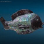 04418_4.jpg Pesce decorativo in ceramica con mosaico di squame in vetro verde