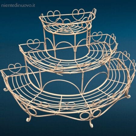 supporto circolare a tre piani in ferro da cucina stile shabby
