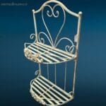 Mensola da parete a due piani in ferro bianco anticato stile shabby chic