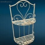 Mensola da parete a due piani in ferro bianco anticato stile shabby chic