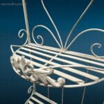 Mensola da parete a due piani in ferro bianco anticato stile shabby chic