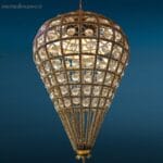 41269.jpg Lampadario a gabbia classico con cristalli sfaccettati e struttura dorata