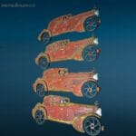 Pannello auto d'epoca in latta con tracce di ruggine, perfetto per collezionisti e amanti dello stile vintage.