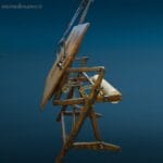 04672_6.jpg Antico tecnigrafo in legno Meli Bergamo, struttura in legno e metallo, meccanismo regolabile parzialmente bloccato, ideale per arredamento industriale o collezionismo tecnico.