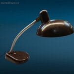 41280_1.jpg Lampada da tavolo ministeriale vintage in metallo marrone anni ‘60 con stelo regolabile e base appesantita.