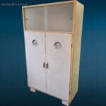 41283_2.jpg Dispensa anni 50 in legno con vetri acidati e maniglie in alluminio