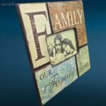 9003859.jpg portafoto in legno Family con decorazione scritta e cornice naturale