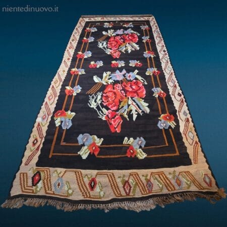 tappeto Kilim Karabak 200x375 con colori vivaci e condizioni eccellenti, lavato e pronto all’uso